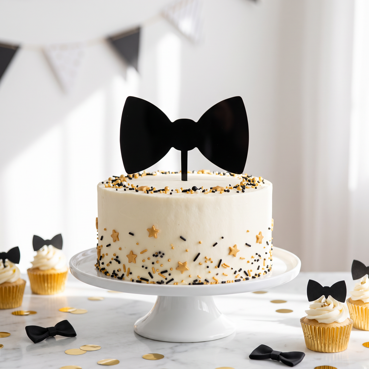 Bow Tie Cake Toppers for Cupcakes and Party Decor