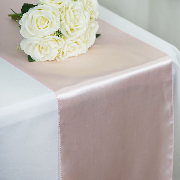 Blush Rose Gold Satin Smooth Table Runners