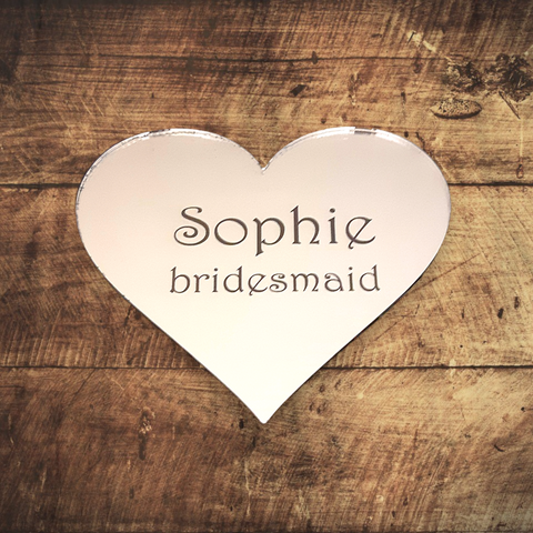 Heart Personalised Engraved with Your Words Coasters / Wedding Party Place Settings, Many colours