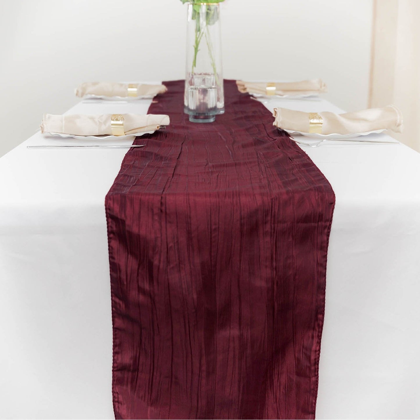 Burgundy Taffeta (Accordion) Table Runners