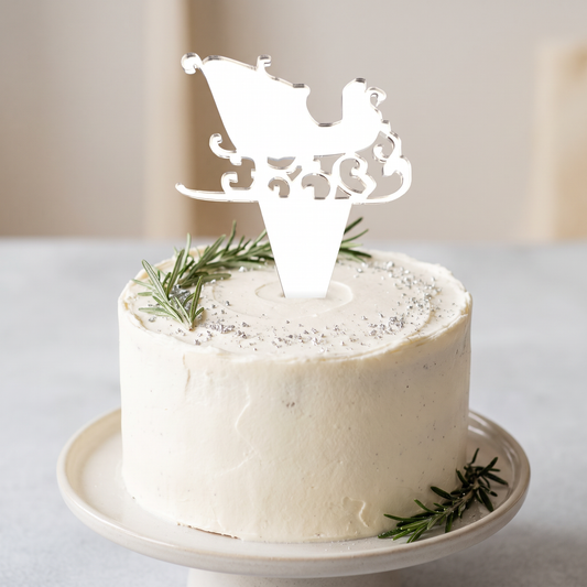 Santa Sleigh Cake Toppers for Christmas Cupcake Decorations