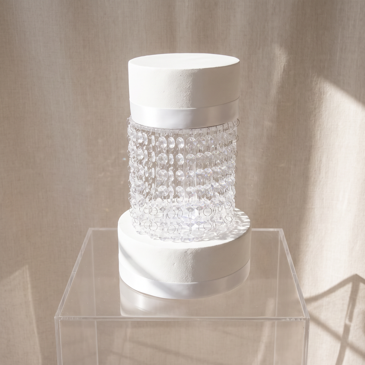 Round Acrylic Cake Separator Stand with LED Lights and Crystals