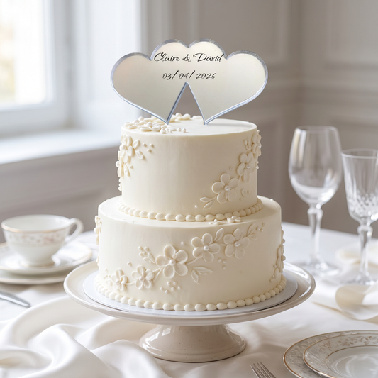 Heart Shaped Cake Topper Decoration for Weddings and Birthdays