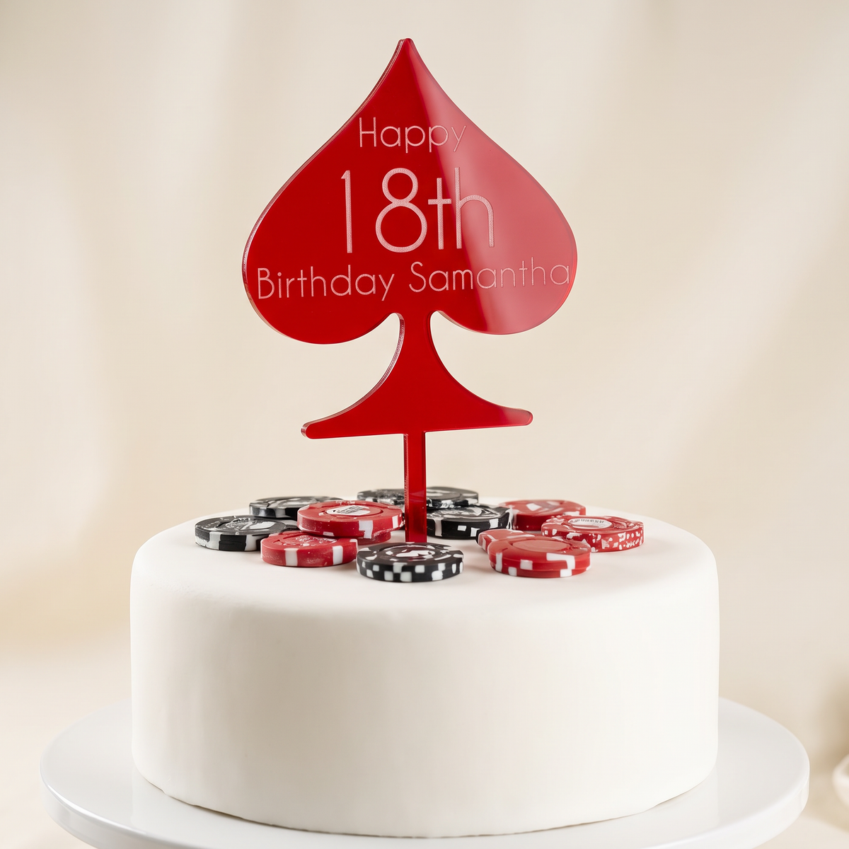 Playing Card Suit Cake Toppers - Heart, Spade, Club, Diamond