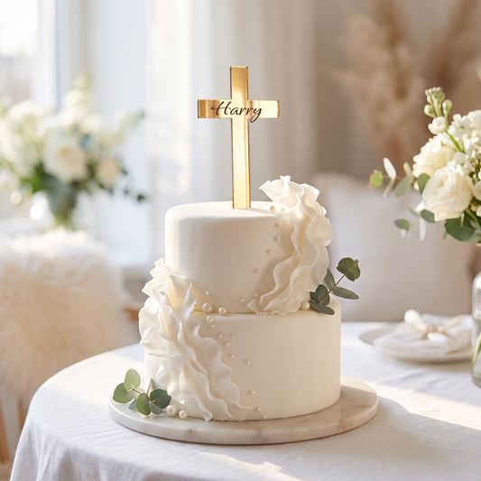 Cross Cake Topper for Baptism, Christening or First Communion