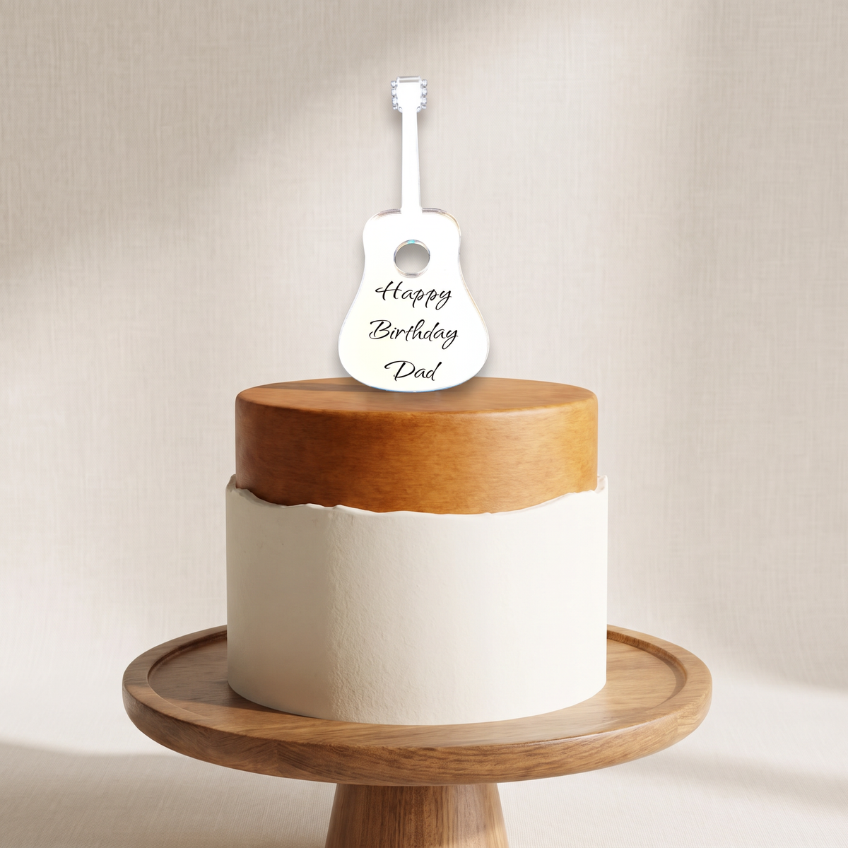 Custom Acoustic Guitar Cake Topper with Personalized Engraving