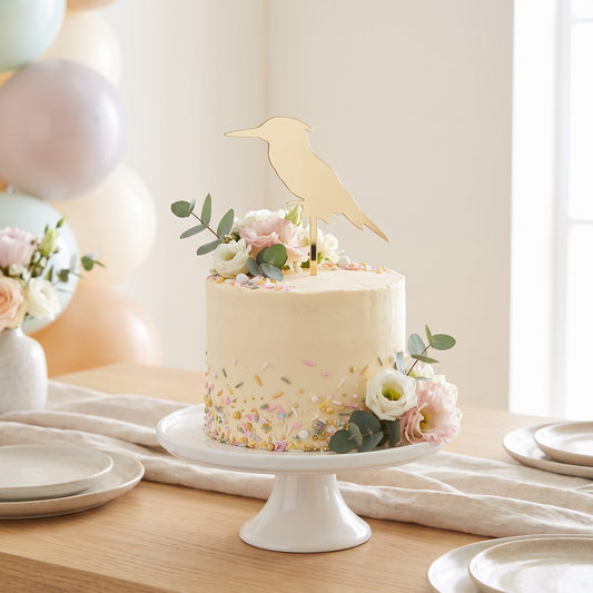 Kingfisher Bird Cake Topper Eco-Friendly Recycled Party Decor
