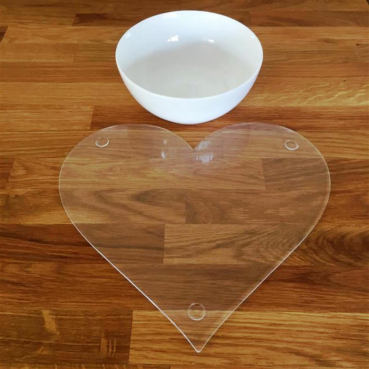 Heart Shaped Placemat and Coasters - Clear Acrylic