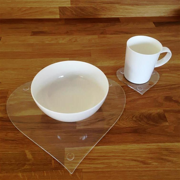 Heart Shaped Placemat and Coasters - Clear Acrylic