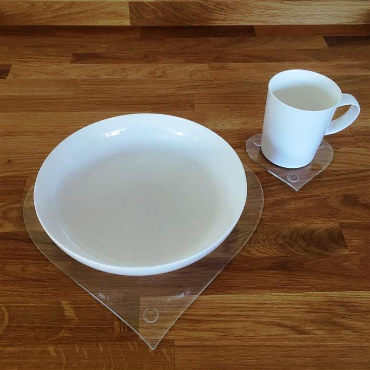 Heart Shaped Placemat and Coasters - Clear Acrylic