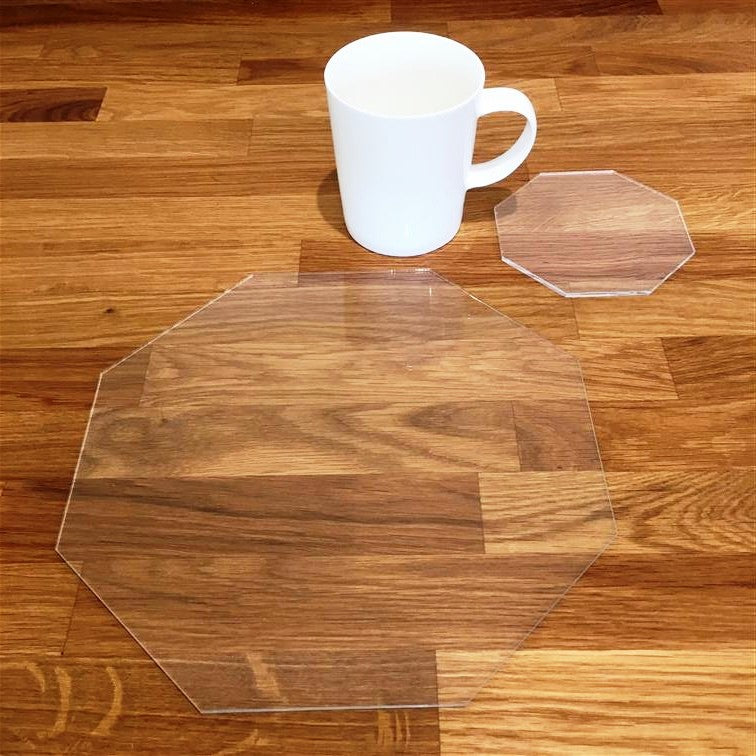 Octagon Shaped Placemat and Coasters - Clear Acrylic