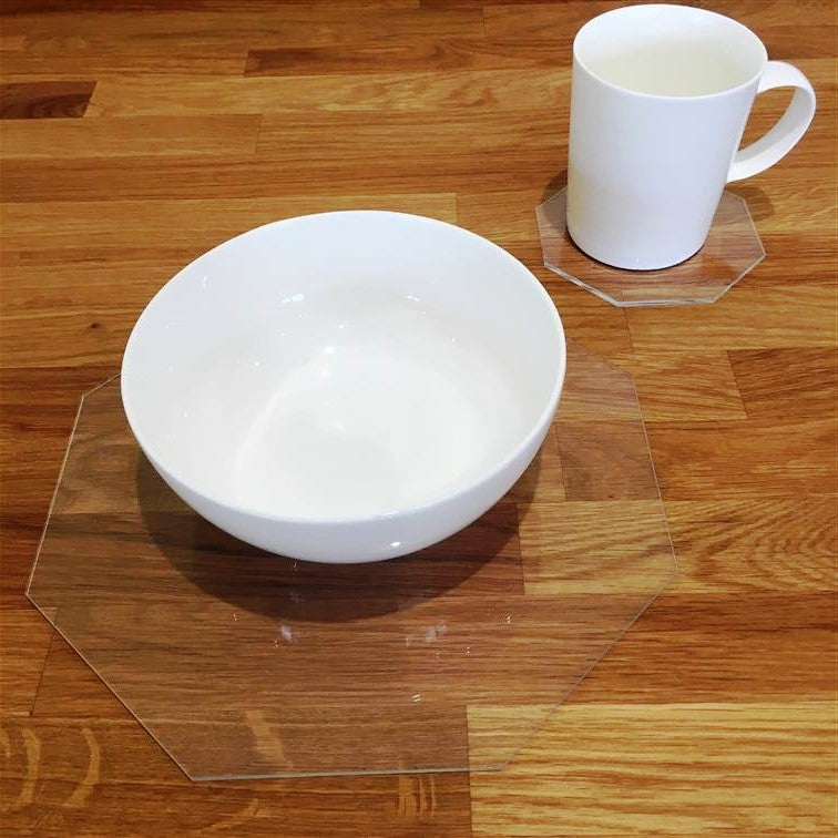 Octagon Shaped Placemat and Coasters - Clear Acrylic