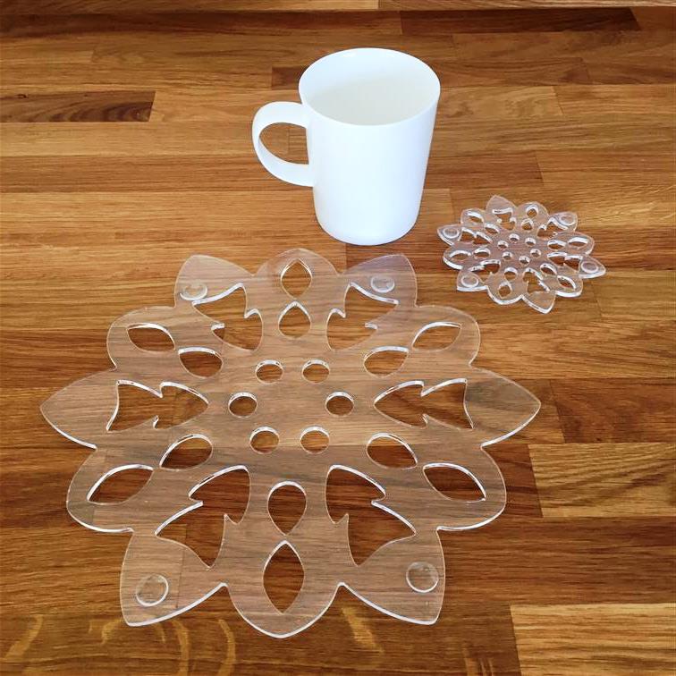 Snowflake Shaped Placemat and Coaster Set - Clear Acrylic