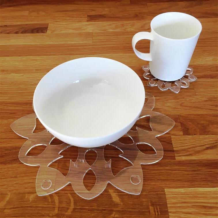 Snowflake Shaped Placemat and Coaster Set - Clear Acrylic