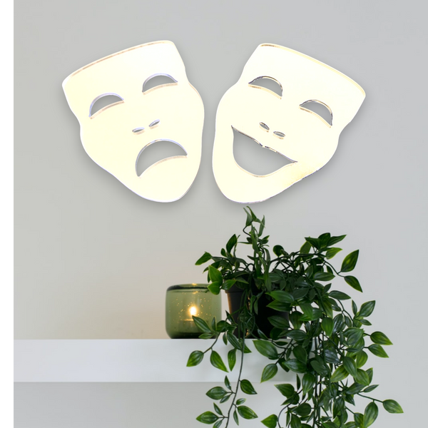 Comedy and Tragedy Masks Mirrors, Many Sizes, Colours & Engraving Services
