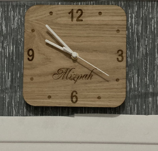 Wooden Square Clocks - Silent Sweep Movement, Custom Engraving, Different Colour Hands/Woods, in Many Sizes.