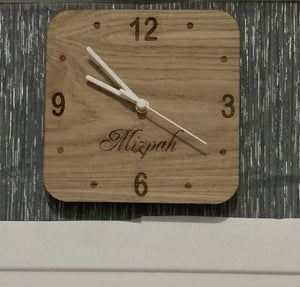 Wooden Square Clocks - Silent Sweep Movement, Custom Engraving, Different Colour Hands/Woods, in Many Sizes.