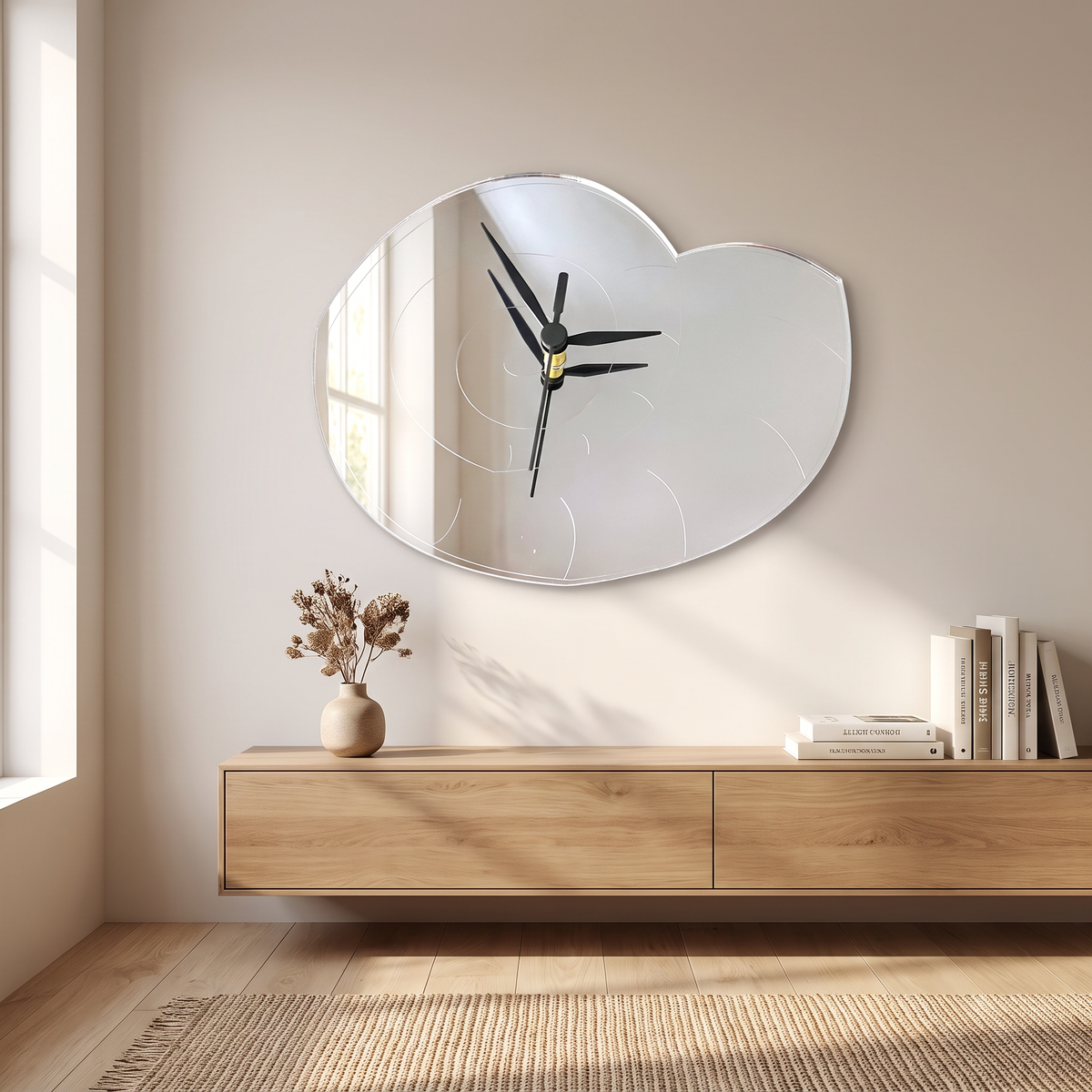 Nautilus Shell Wall Clock, Etched Decorative Home Decor