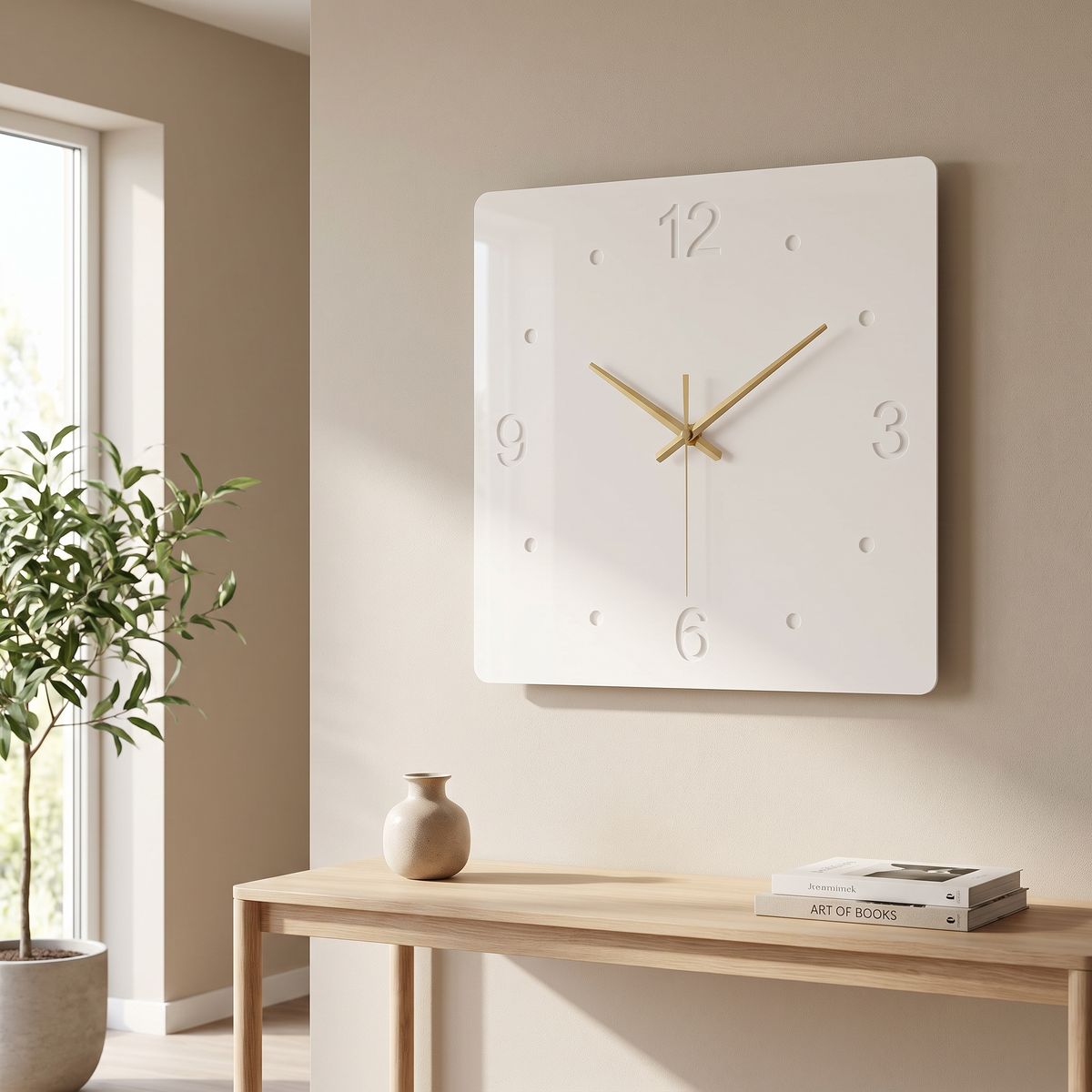 Silent Square White Acrylic Wall Clock