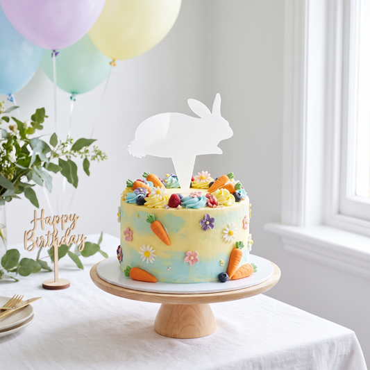 Custom Recycled Acrylic Rabbit Cake Topper for Birthday Parties