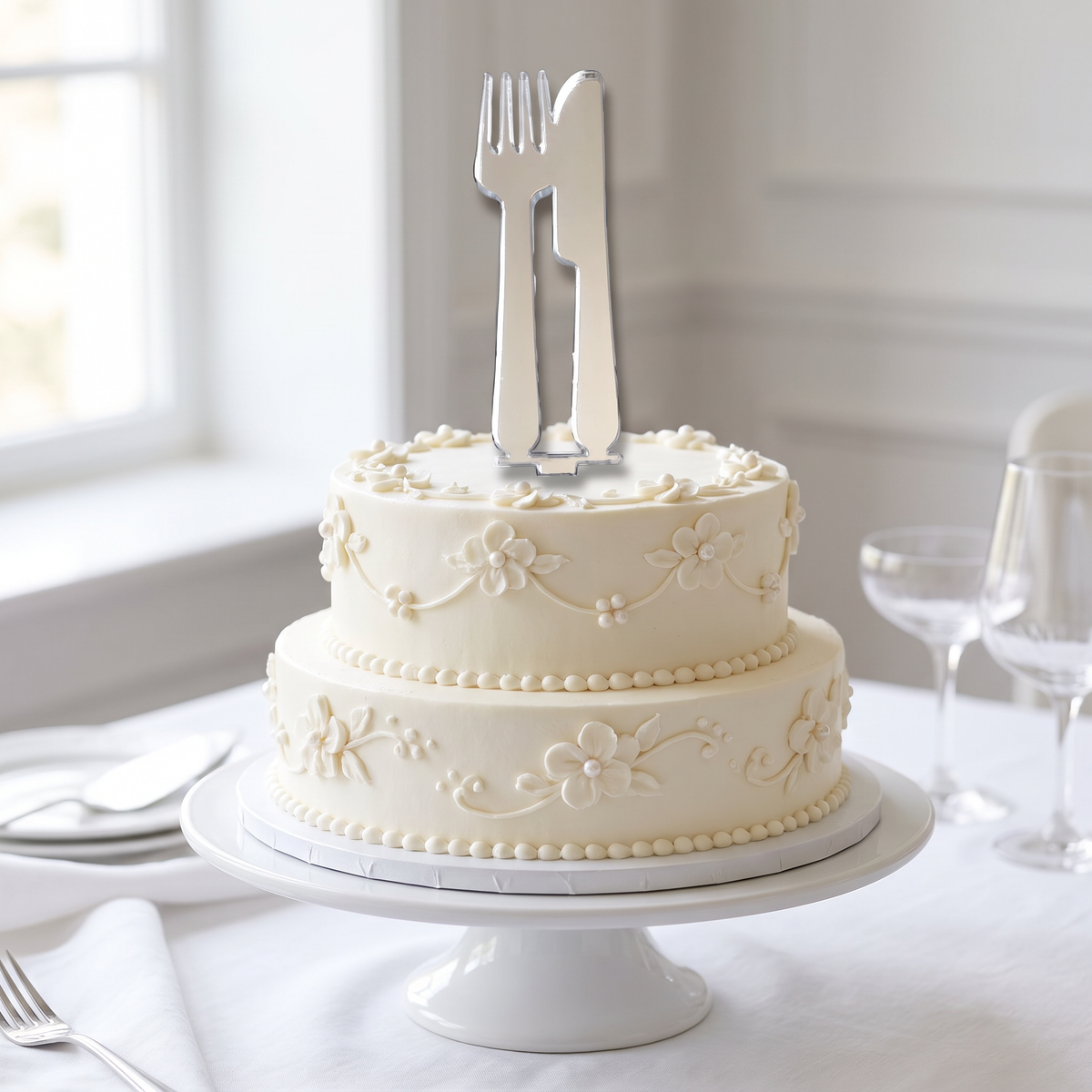 Knife and Fork Cake Topper for Wedding or Bakery Decor