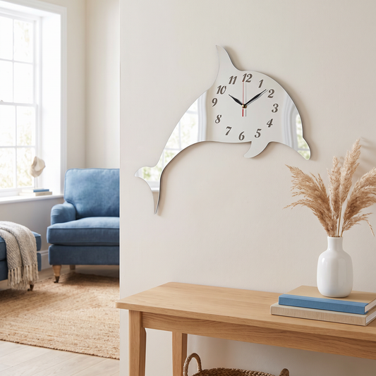 Dolphin Shaped Wall Clock for Kids Room