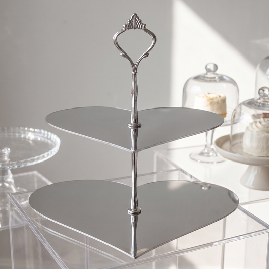 Two Tier Heart-Shaped Acrylic Cake Stand for Dessert Displays