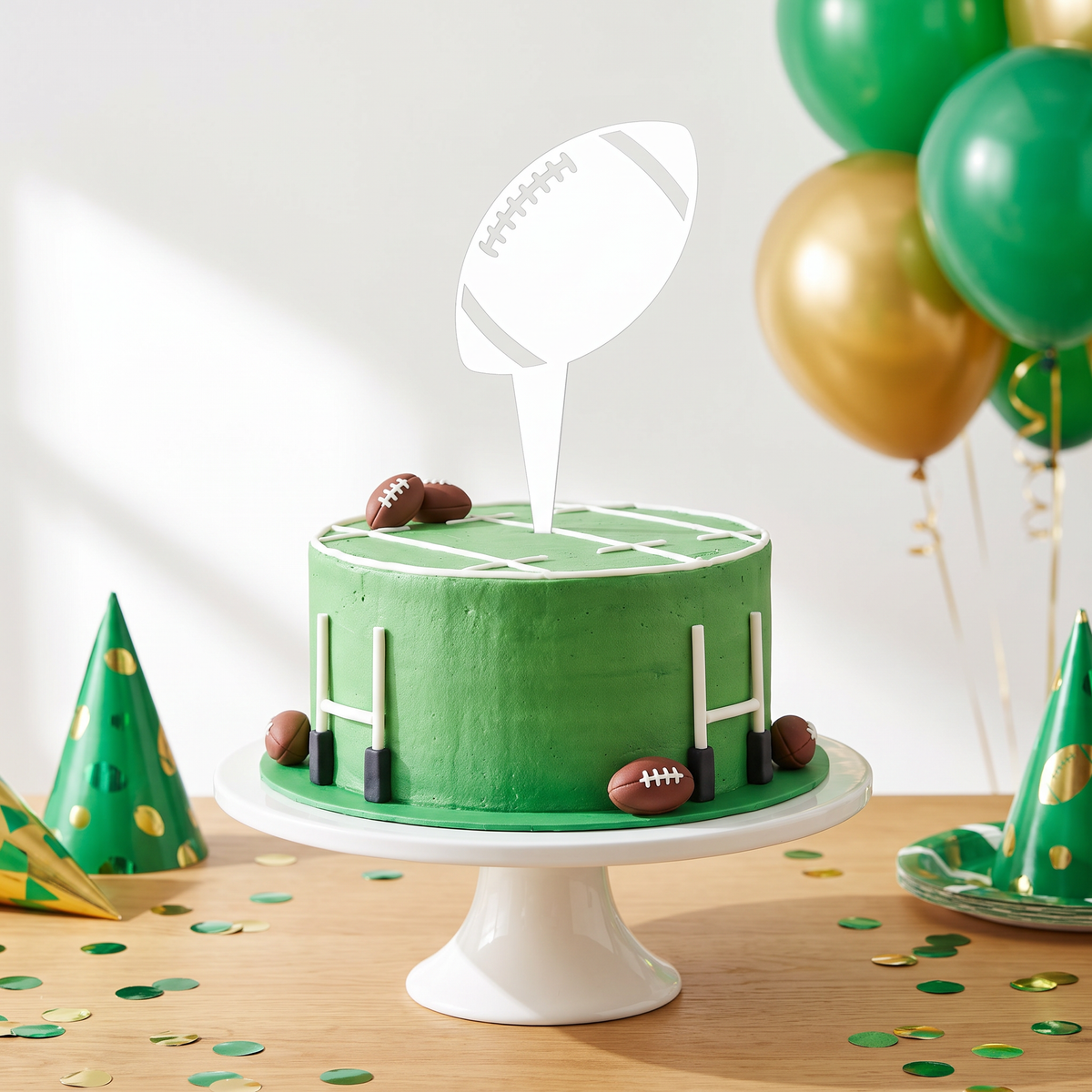 Rugby Ball Shaped Cake Toppers for Sports Themed Birthday Cakes