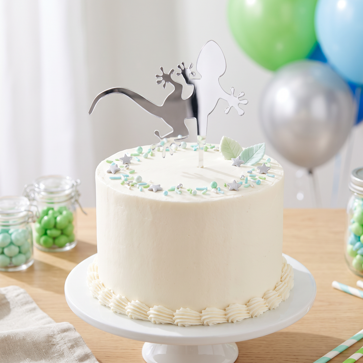 Gecko Lizard Cake Toppers for Birthday Cupcake Decorations