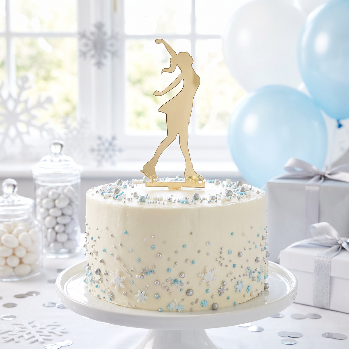 Ice Skater Figurine Cake Topper for Birthday Party Decorations