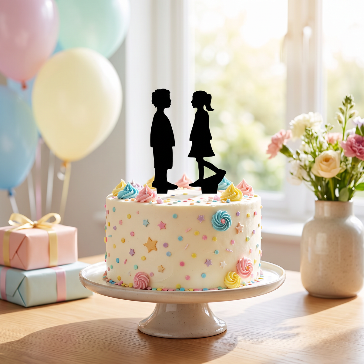 Boy and Girl Figurine Cake Toppers for Birthday Parties