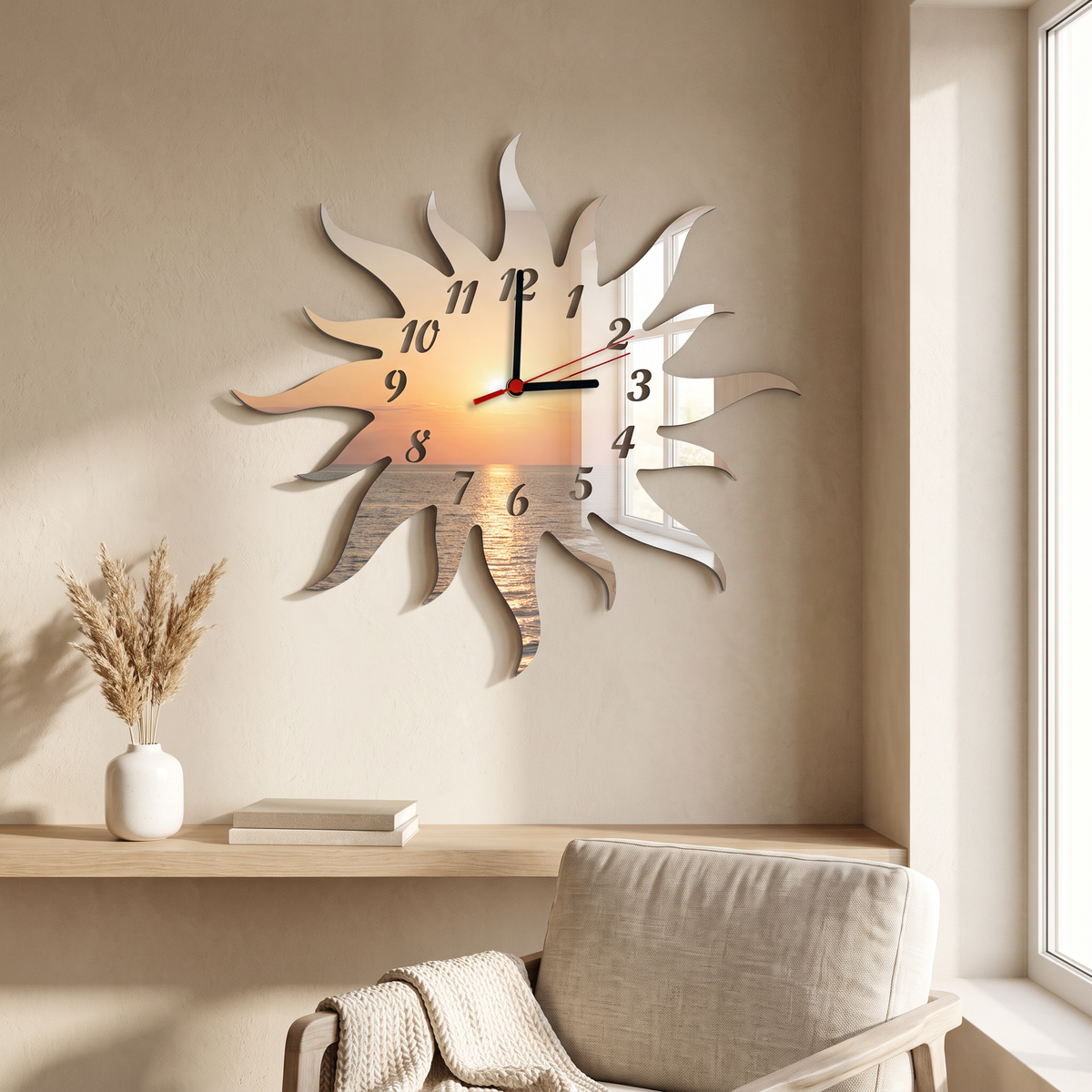Horloges en forme de soleil - Plusieurs choix de couleurs