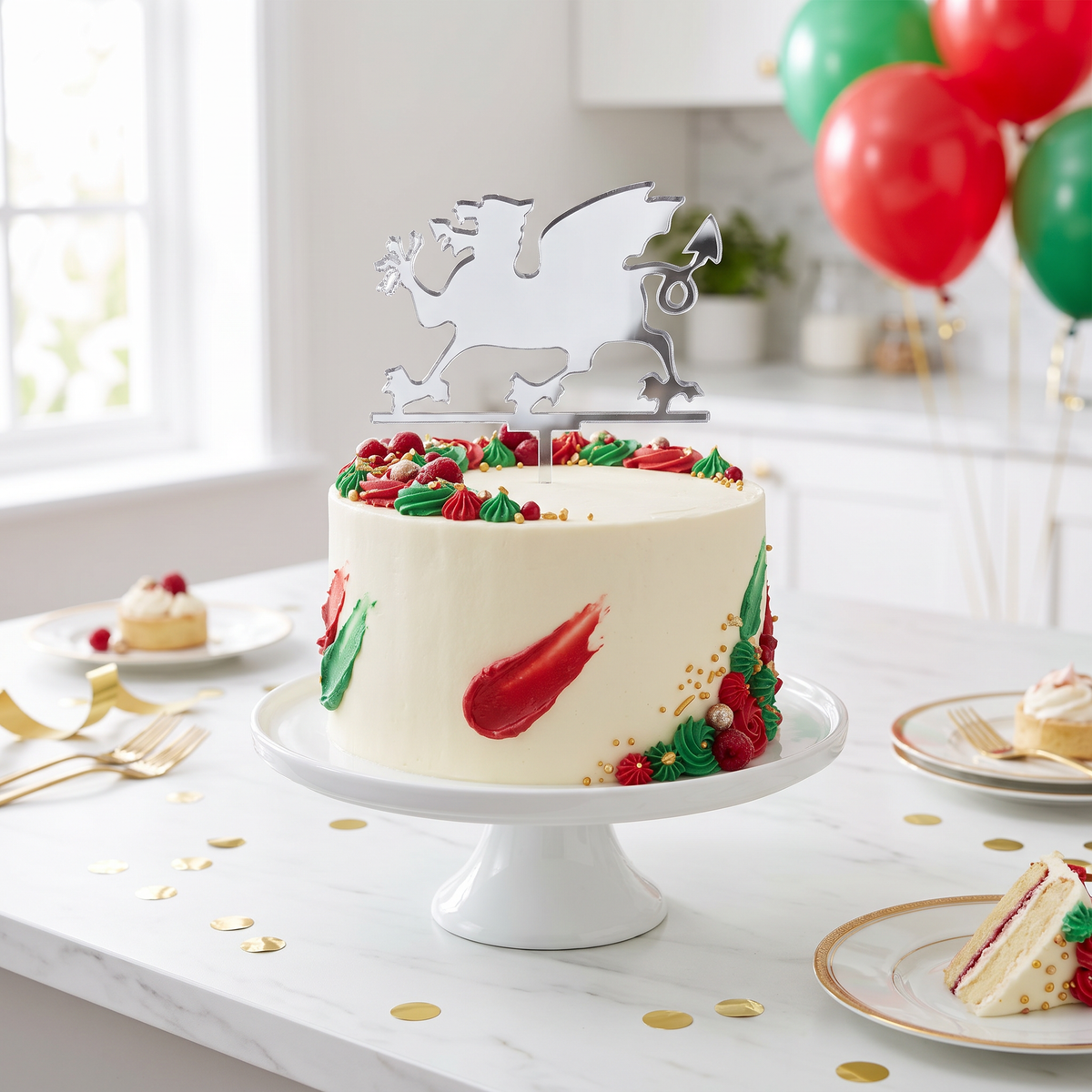 Welsh Dragon Cake Toppers for Cupcakes and Party Decor