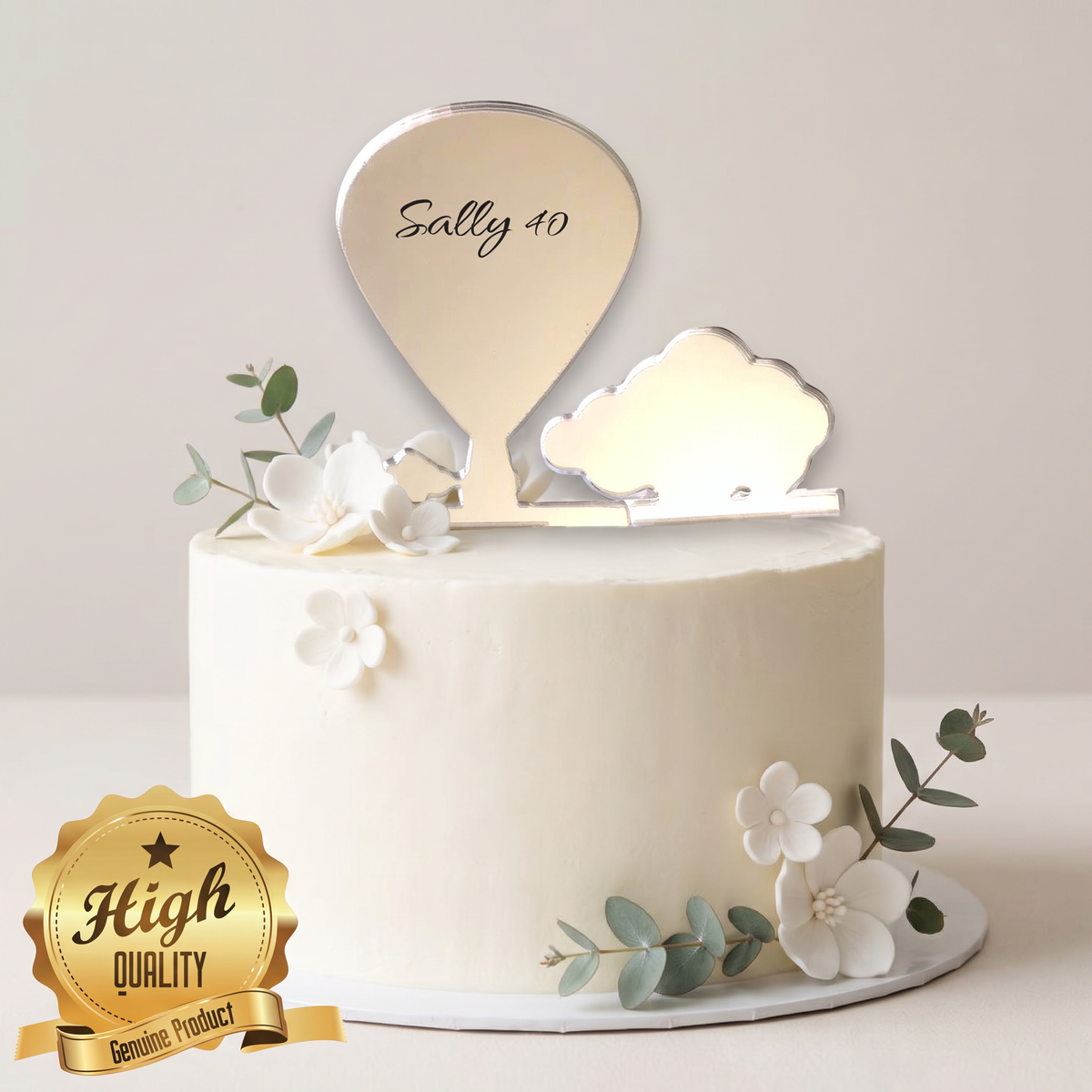 Custom Hot Air Balloon Cake Topper - Personalized Engraved Design