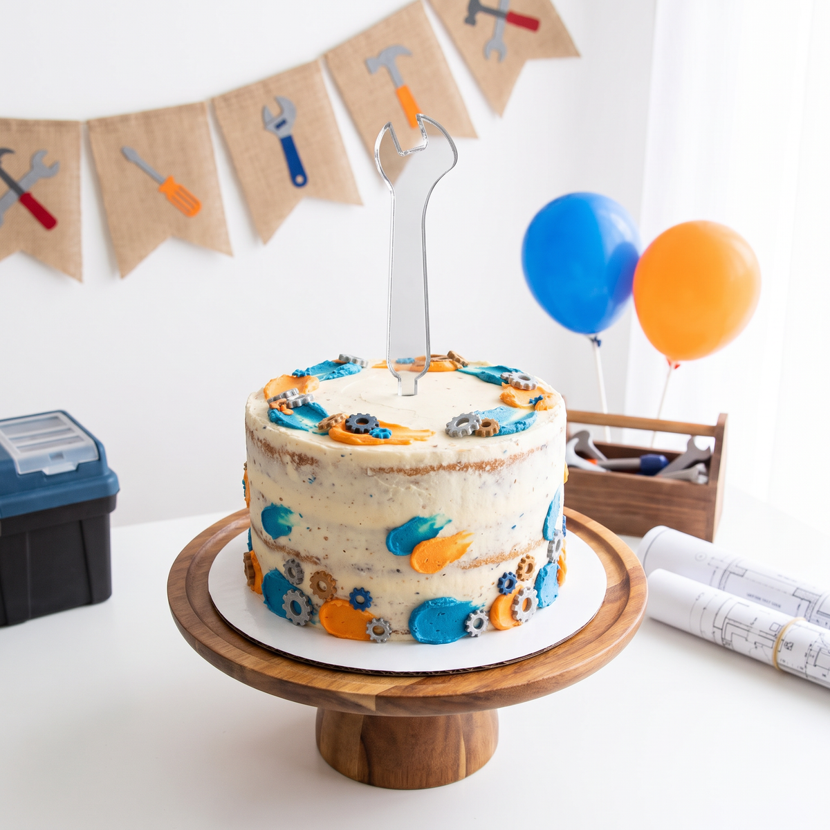 Spanner Wrench Cake Topper - Laser Cut Acrylic Handyman Party Decor