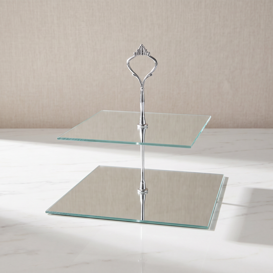 2-Tier Square Cake Stand for Desserts and Appetizers