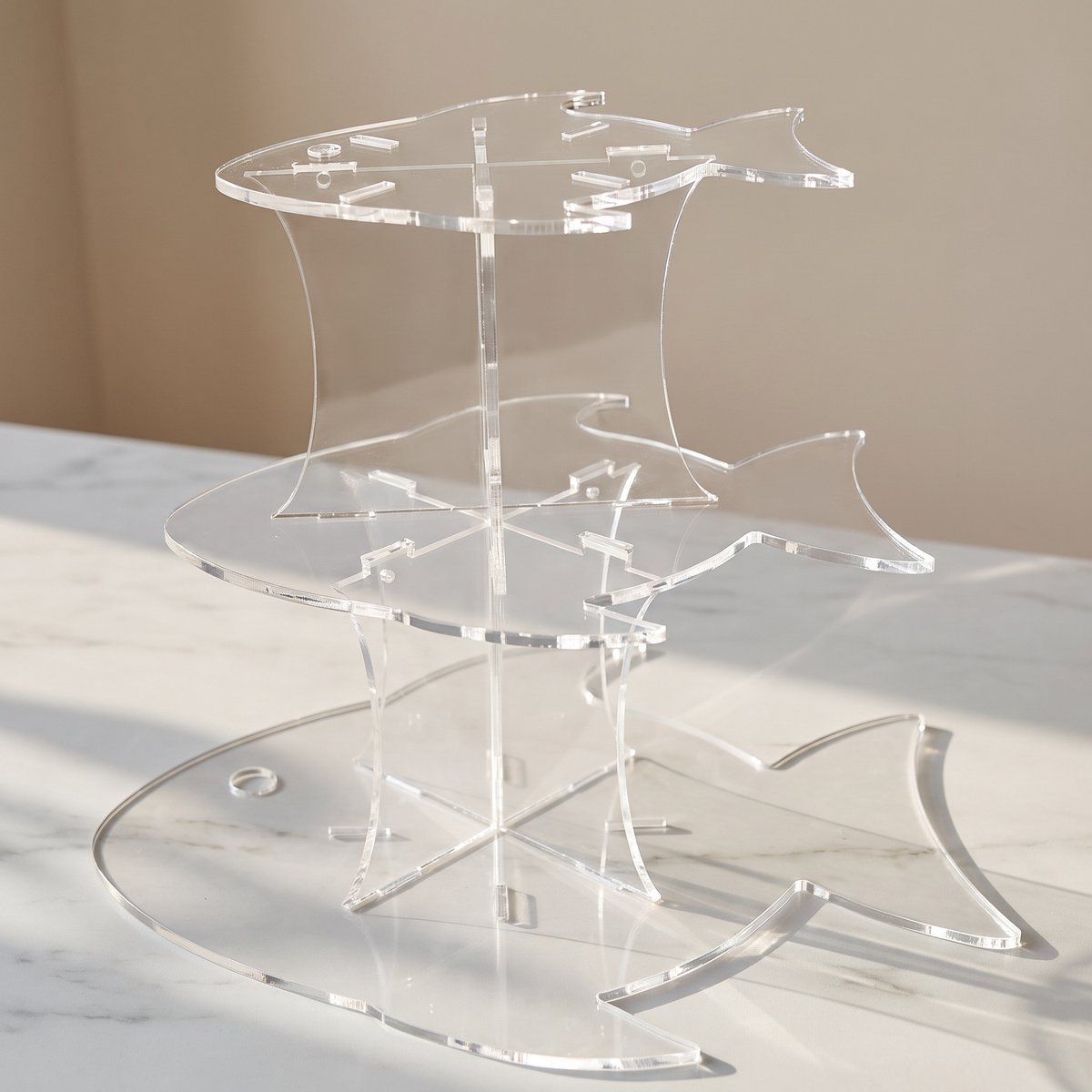 3-Tier Fish Shaped Ceramic Cake Stand for Serving Desserts