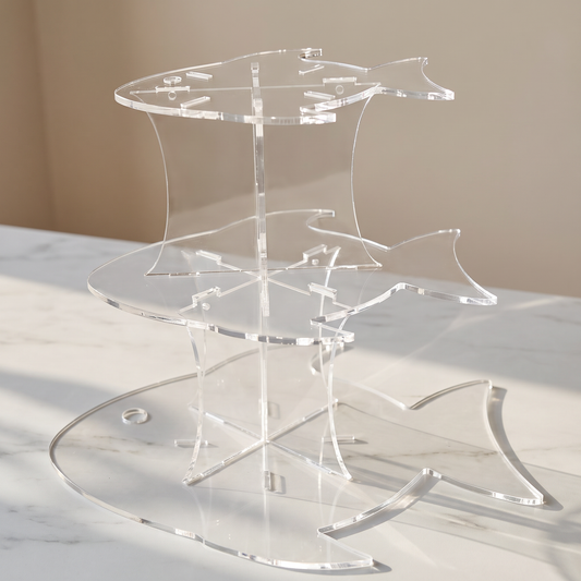 3-Tier Fish Shaped Ceramic Cake Stand for Serving Desserts