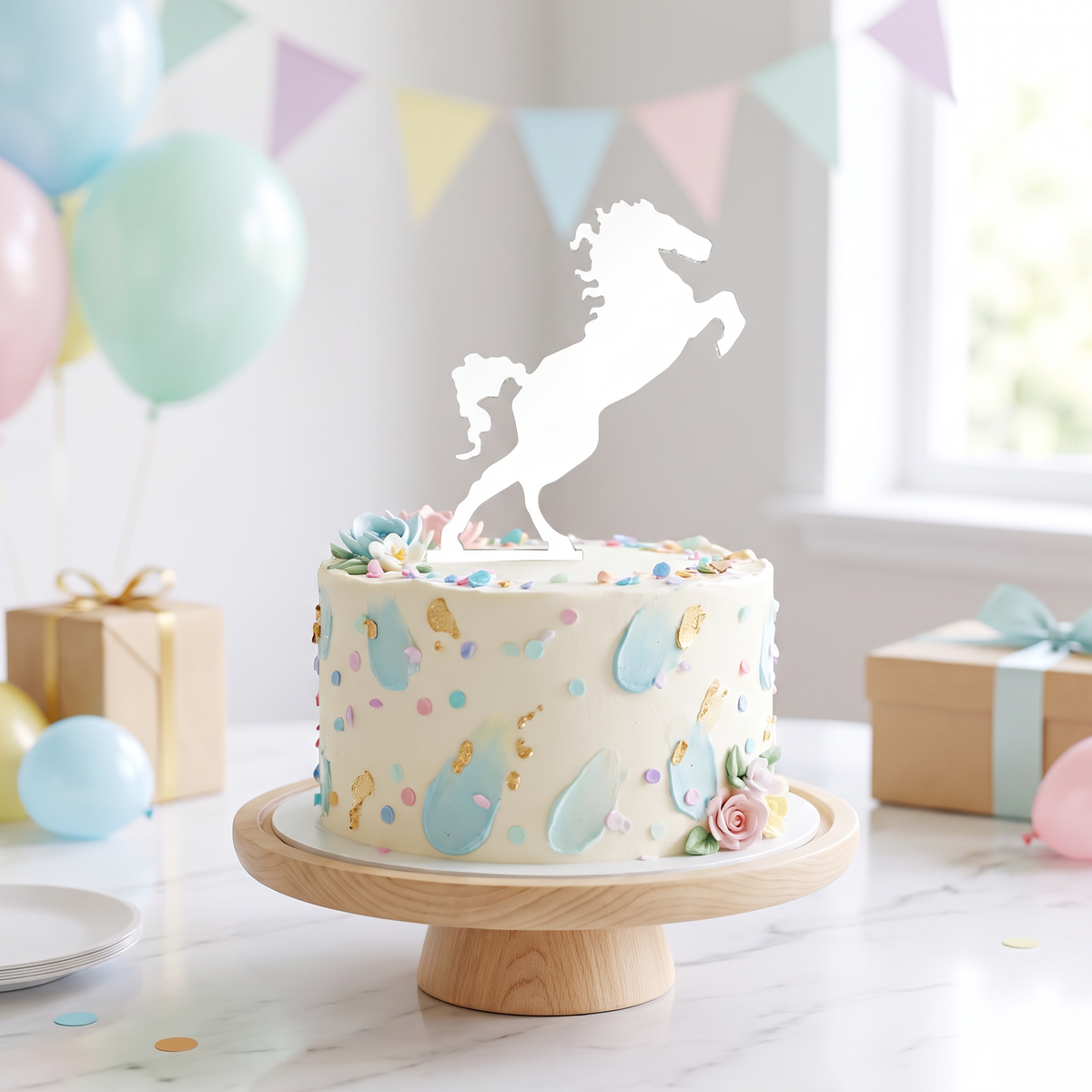 Rearing Horse Cake Topper for Birthday Parties