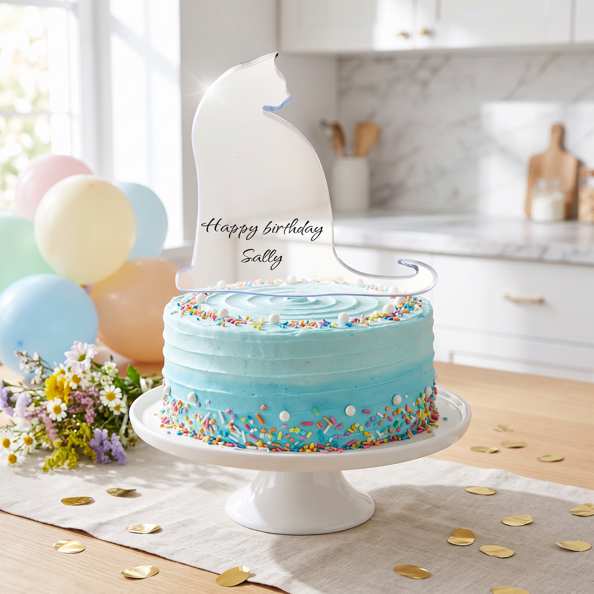 Cat Shaped Acrylic Cake Toppers for Birthday Party Decorations