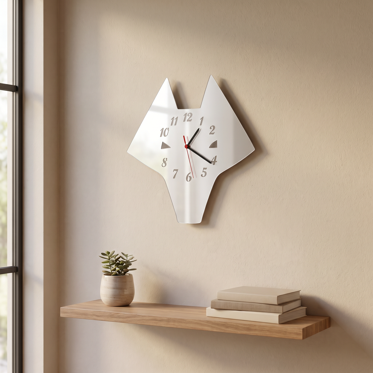 Wolf Shaped Wall Clock - Animal Decor