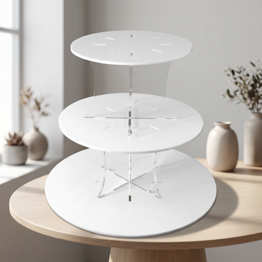 3-Tier Round Acrylic Cake Stand for Weddings and Parties