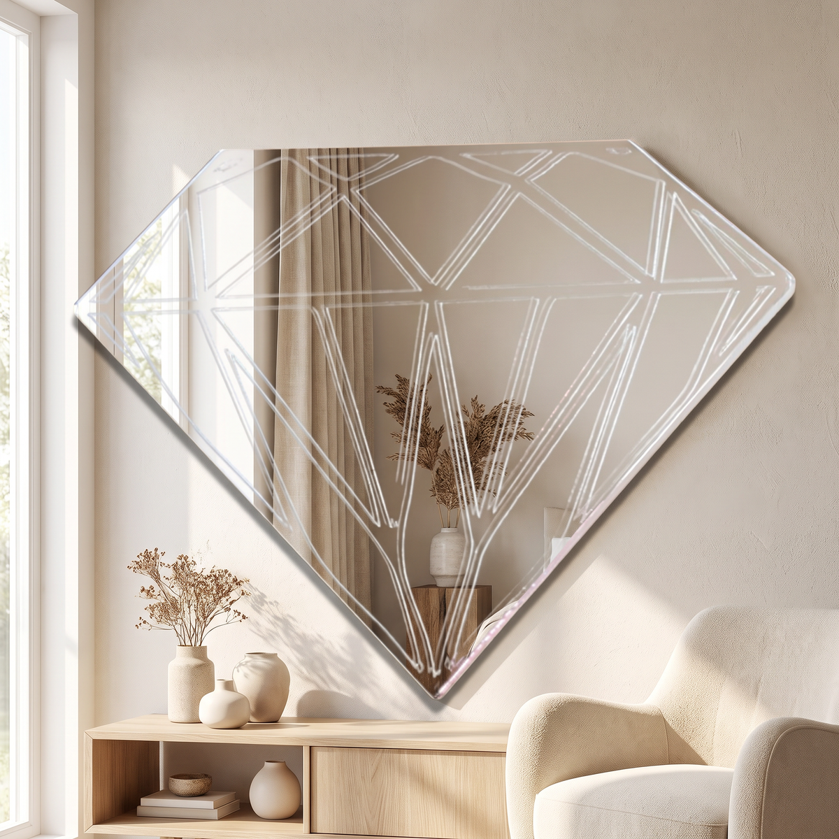 Etched Diamond Mirror