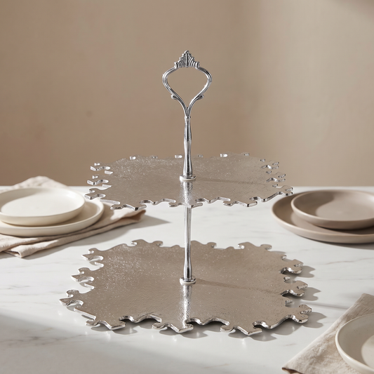 Two-Tier Jigsaw Puzzle Design Cake Stand for Serving Desserts