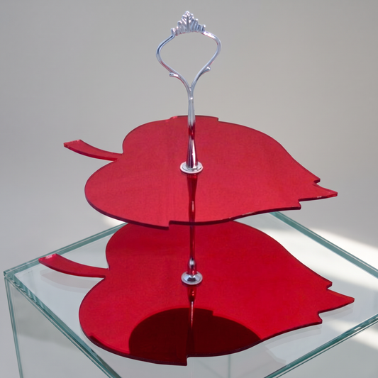 2-Tier Leaf Design Decorative Acrylic Cake Stand