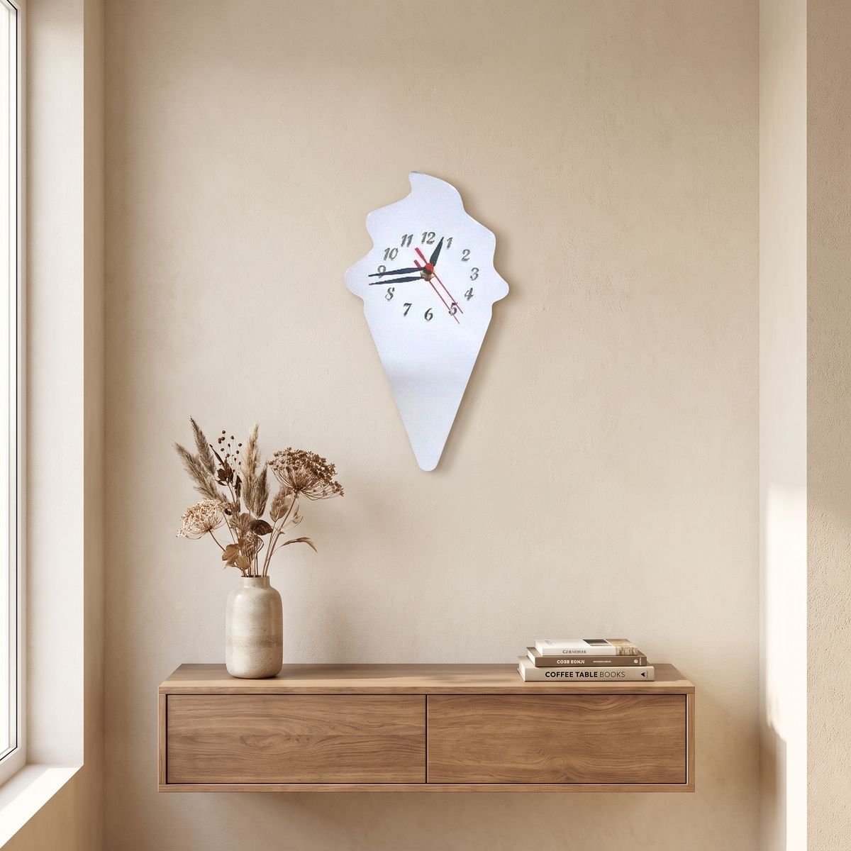 Ice Cream Cone Wall Clock - Decorative Kitchen Timepiece
