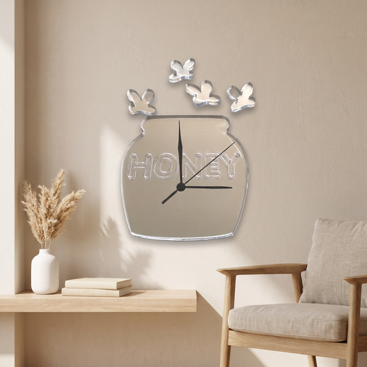 Honey Pot Wall Clock - Decorative Kitchen Bee Theme Decor