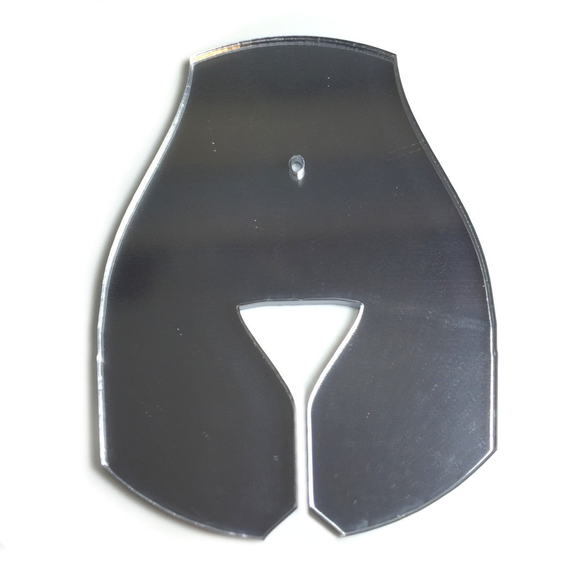 Female martini glass-shaped acrylic mirror sign with a center hole.