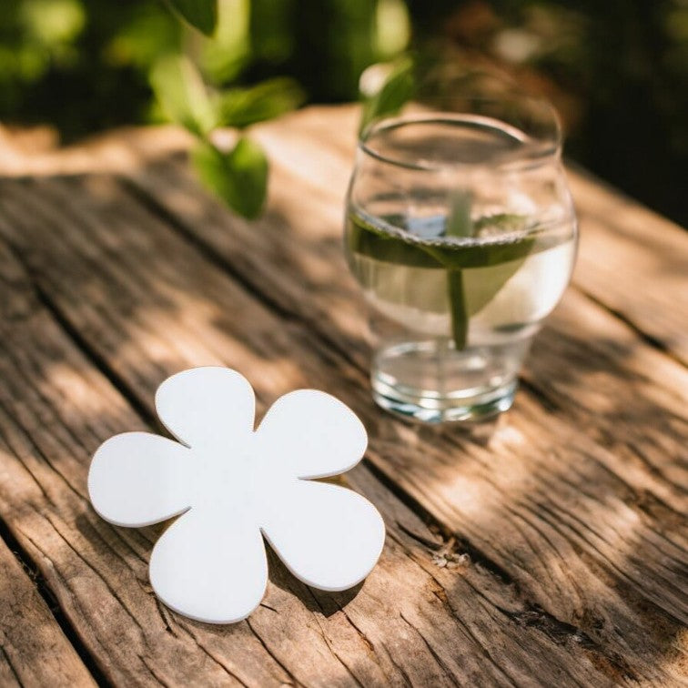 Daisy Flower Shaped Coasters in Clear & Gloss Colours