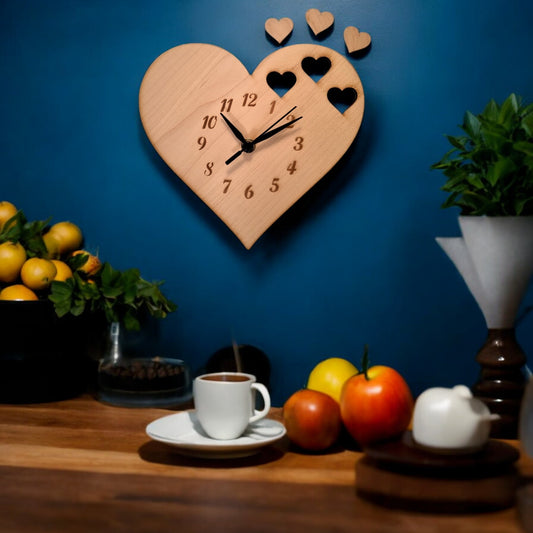 Hearts Shaped Wooden Clocks